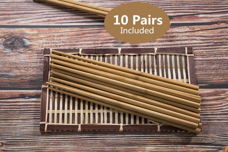 Mannice Chopsticks Reusable Chinese Natural Bamboo Chopsticks 9.8"/25cm Long Lightweight Wood Chopstick Set For Restaurant Eating Cooking -10 Pairs gift Sets Dishwasher Safe Japaness Style - Image 4